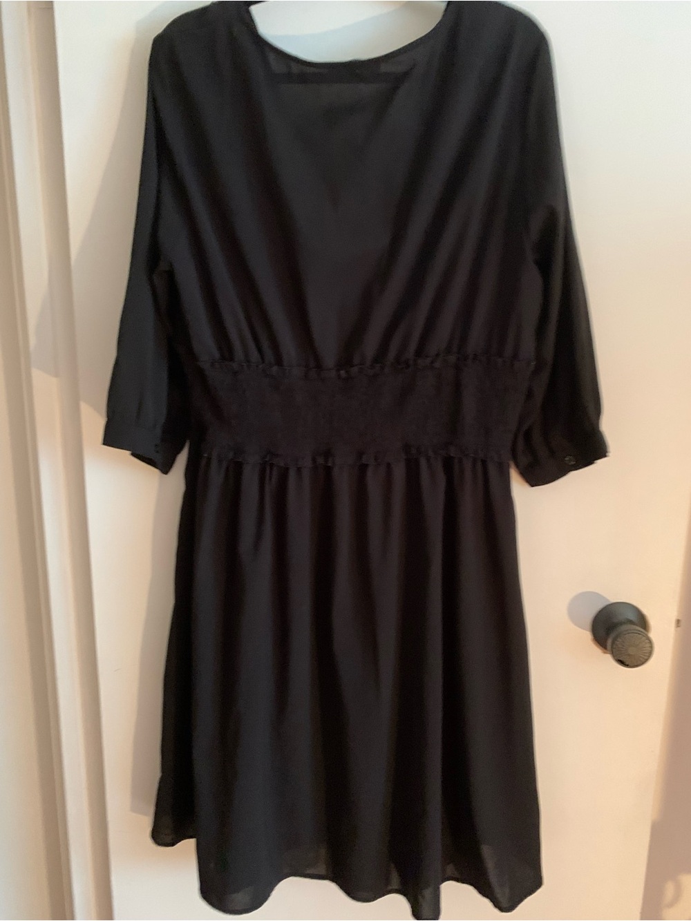 YOINS , Women's black V-Neck Smocked Waist Dress Size 2X - Picture 3 of 3